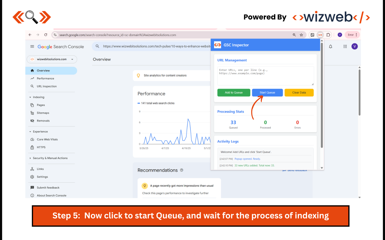 Google search console - Bulk URL Indexing Tool