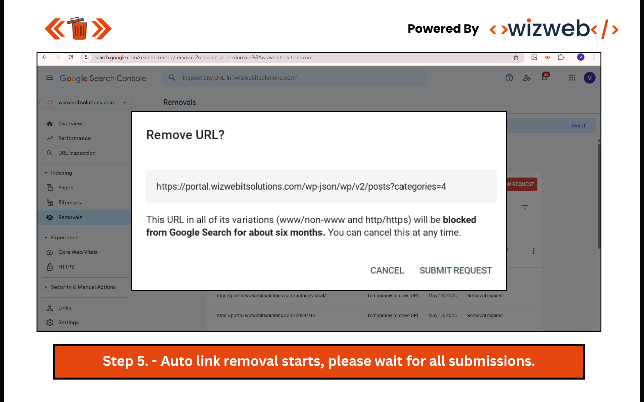 Google search console - Bulk Link Removal